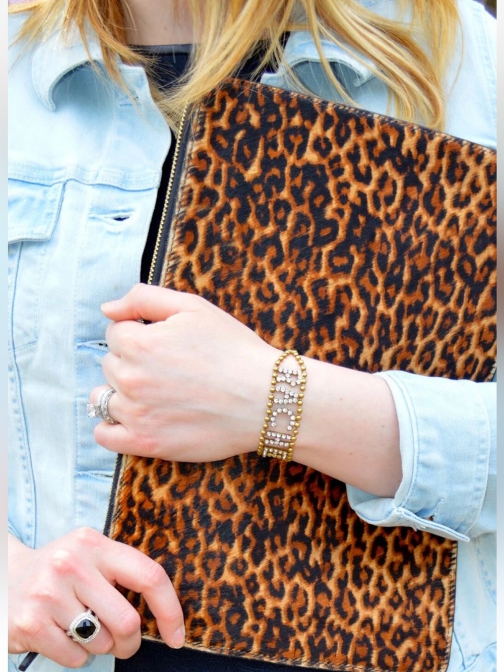 Mark & Graham • Leopard Calf Hair Zip Flat Pouch Clutch - Picture 12 of 14